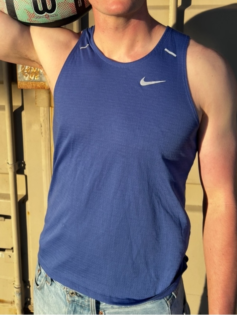 Nike Men’s Royal Blue Performance Tank Top AJ7562 MILLER DRI FIT RUNNING SHIRT